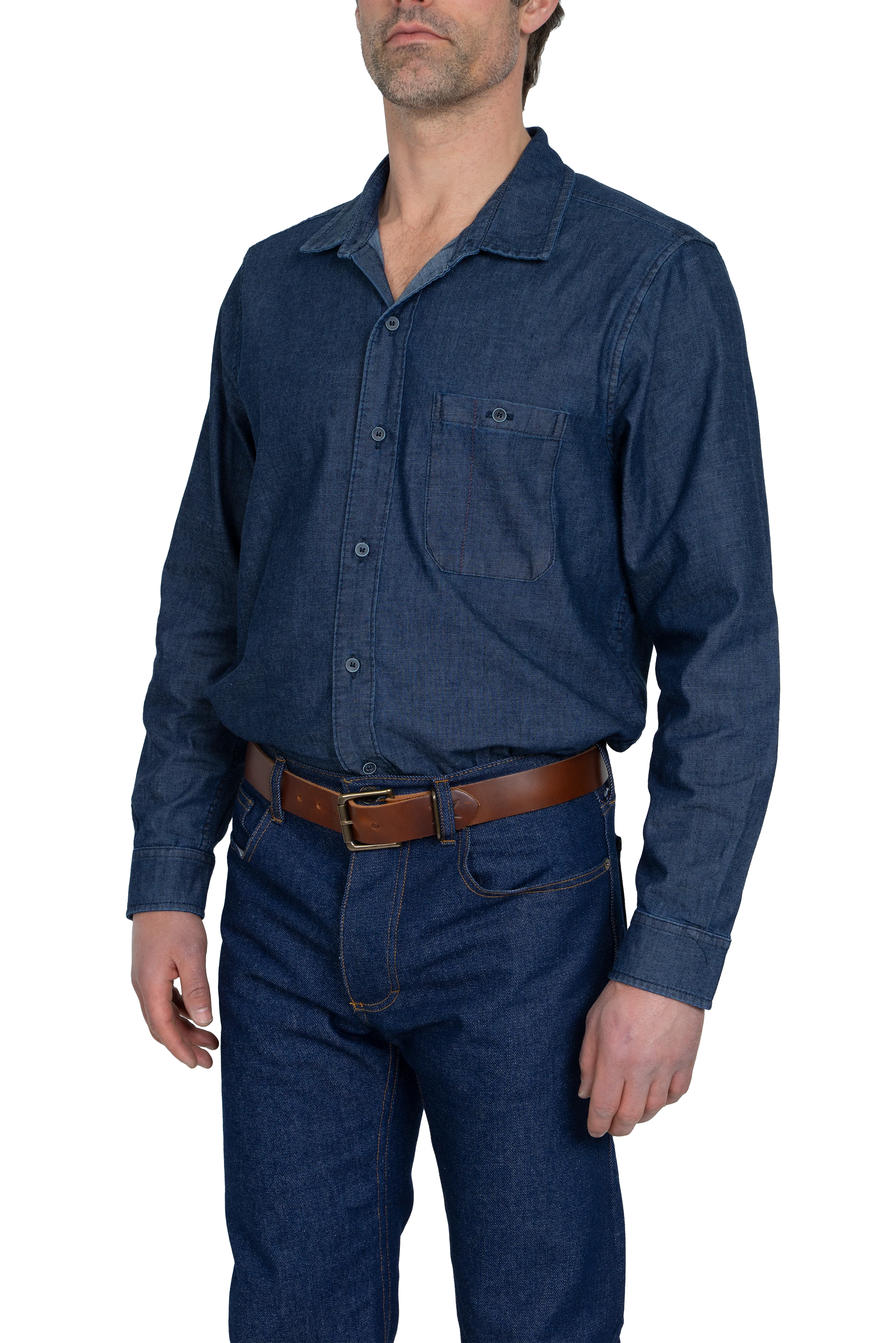 Fitted Chambray Button Up - Dark Wash - Image 6