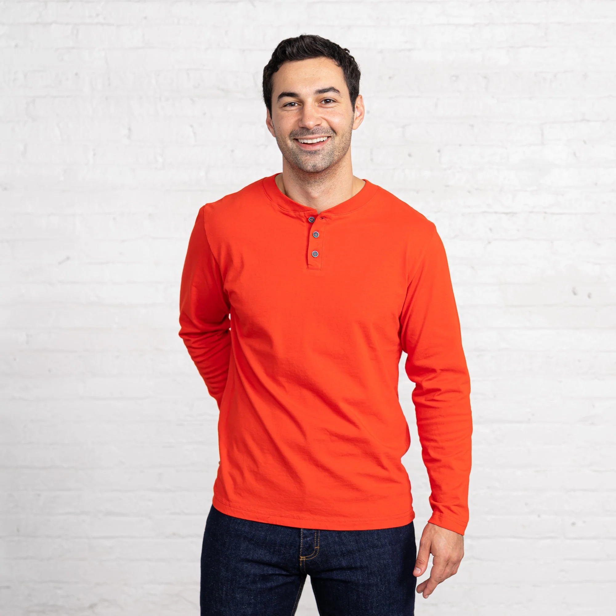 Long Sleeve Henley - Combed Cotton - Image 3