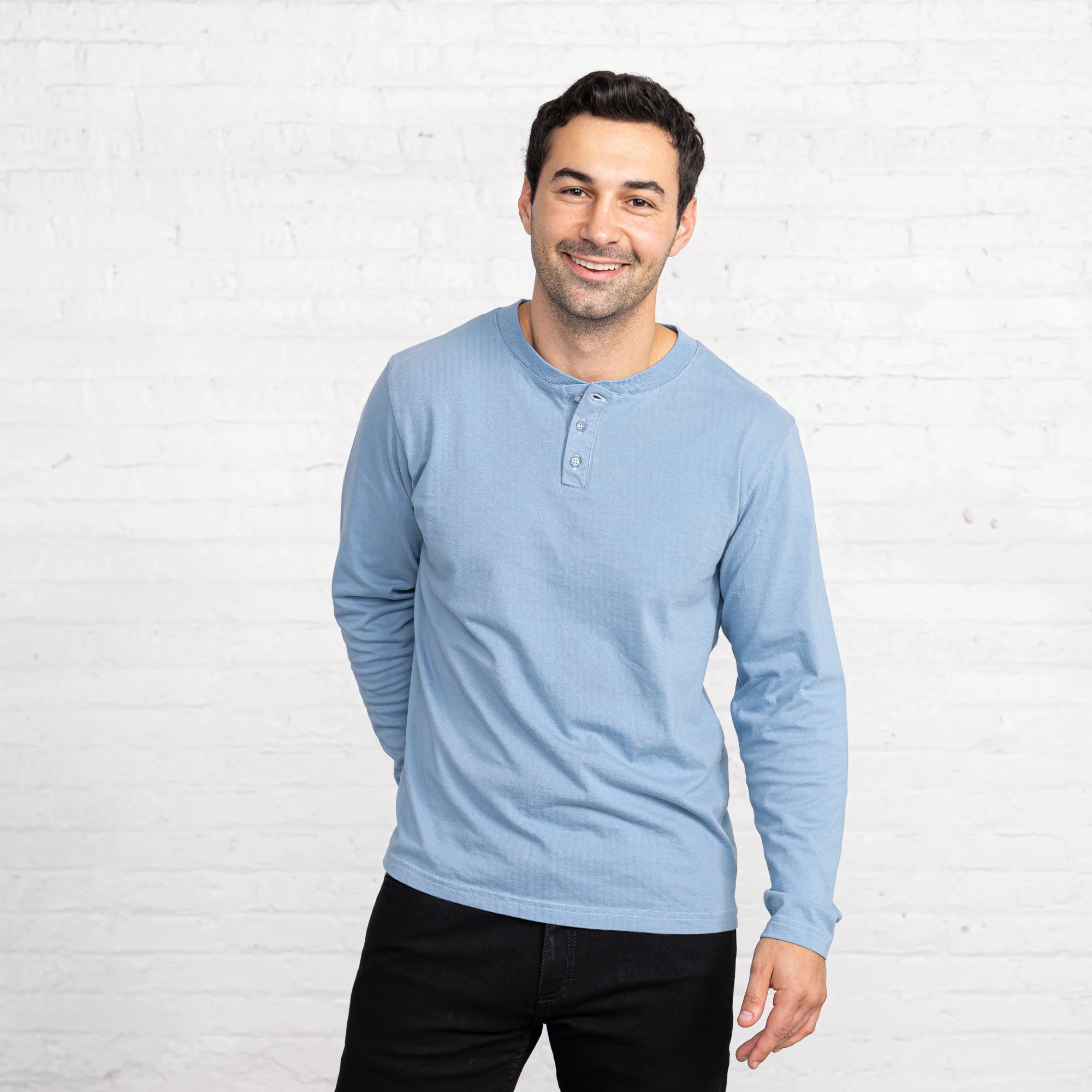 Long Sleeve Henley - Combed Cotton - Image 4