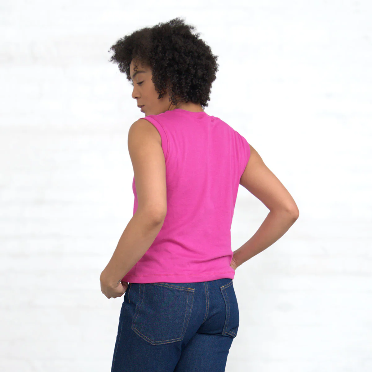 Sleeveless Crop - Magenta Supima - Image 3
