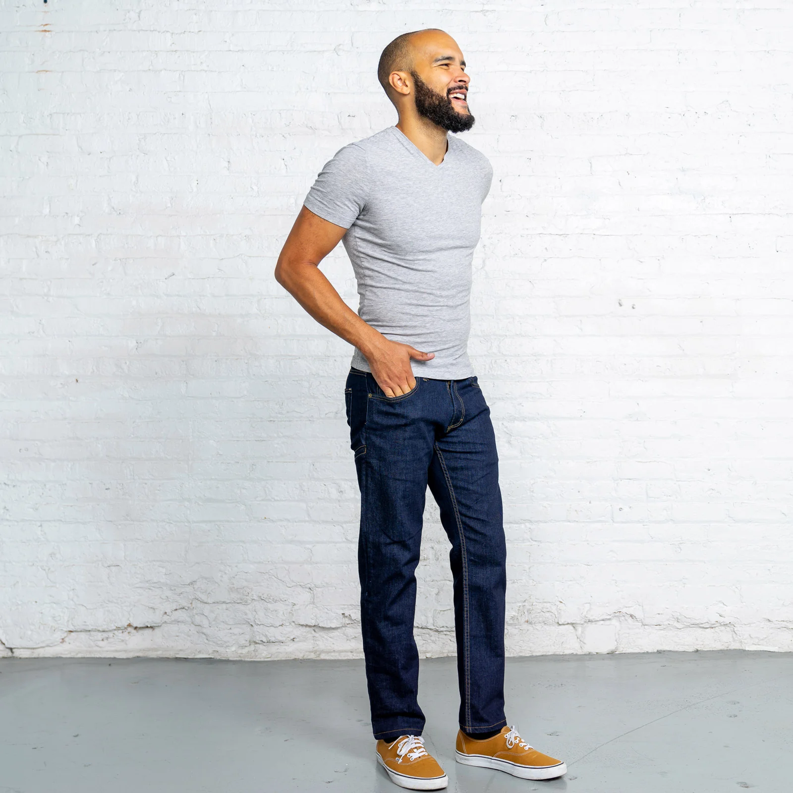 Tailored Fit Dark Wash 6 Pocket - Image 3